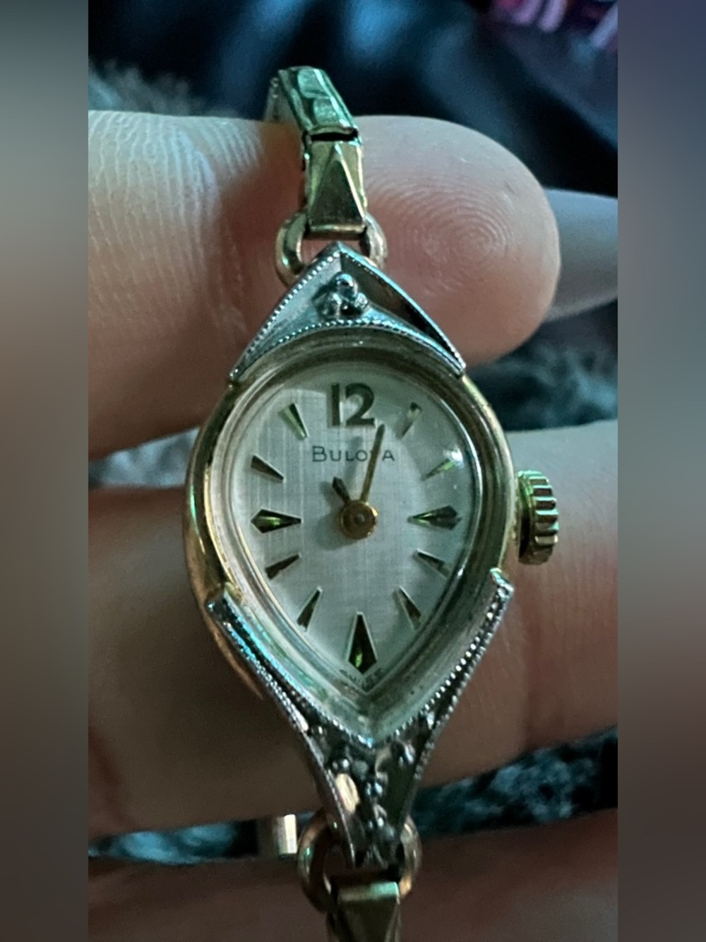 Bulova Women's Gold and Silver Teardrop Bracelet Watch